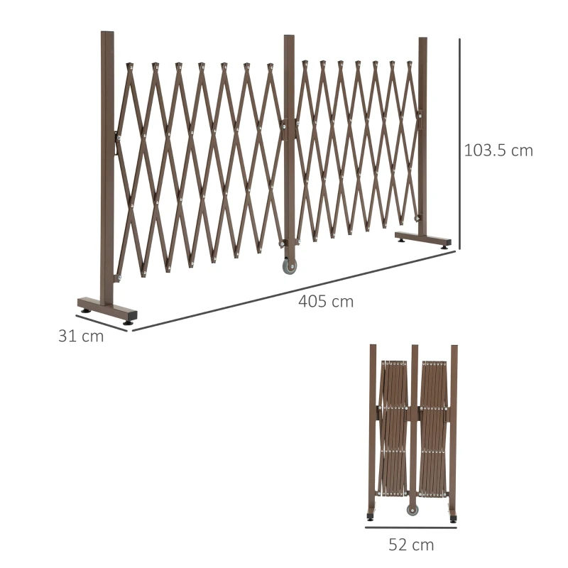 Outsunny flexibel Hekwerk, 52 cm en 405 cm, aluminium, Donkerbruin(m-3)
