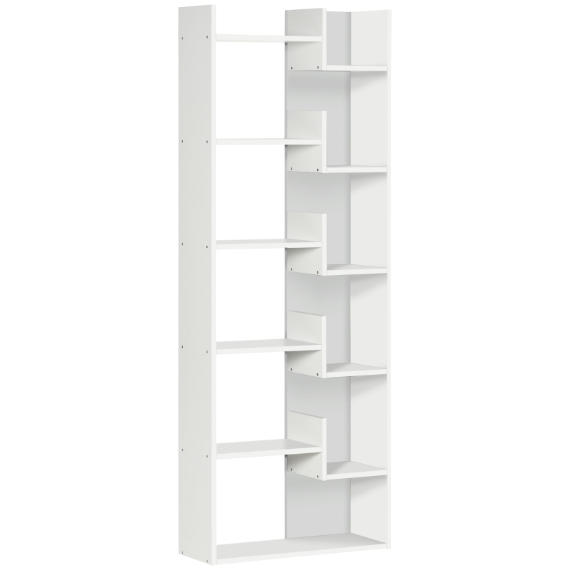 HOMCOM Modern Book Shelf with 11 Open Shelves, 6-Tier Bookcase, Freestanding Shelving Unit for Home Office and Study, White