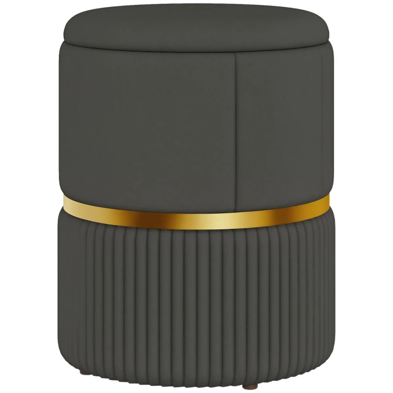 HOMCOM Velvet-Feel Storage Ottoman - Grey