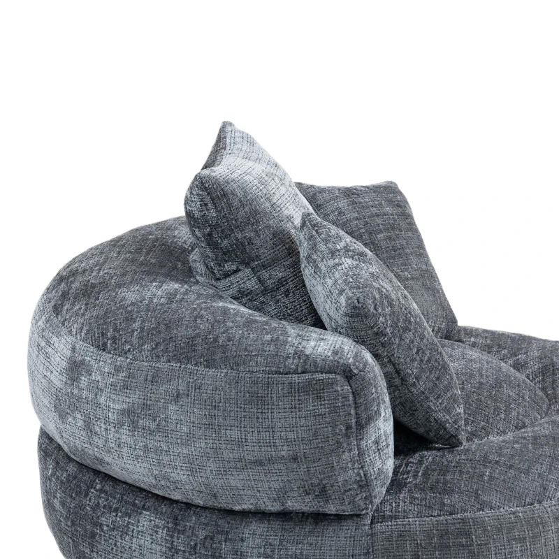 Chenille Bean Bag Chair with Memory Foam Filling, High Back Lounger with Three Pillows for Adults and Kids, 108L x 108W x 52H cm, Gray