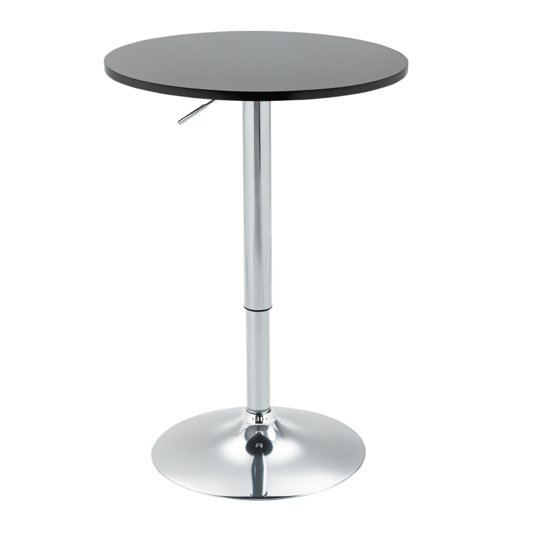 HOMCOM Round Height Adjustable Bar Table Counter Pub Desk with Metal Base for Home Bar, Dining Room, Kitchen, Black