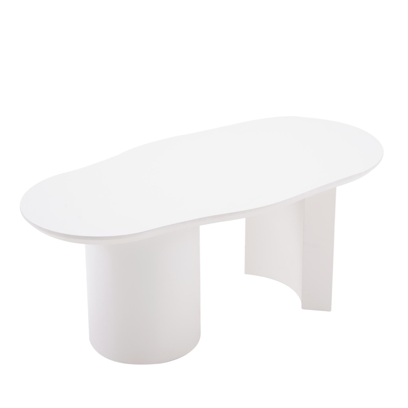 Modern Cloud-Shaped Coffee Table with MDF and PVC Construction, Spacious and Versatile, Easy Assembly, 100L x 50W x 40.5H cm, White