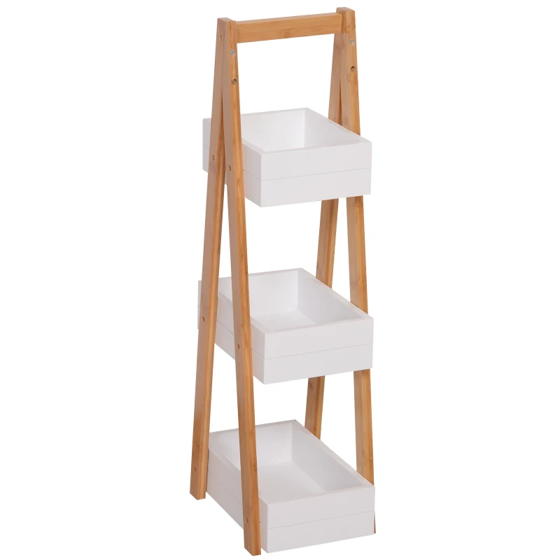 HOMCOM 3 Tier A-frame Bathroom Shower Caddy, Freestanding Bathroom Storage Rack, Multifunctional Organizer
