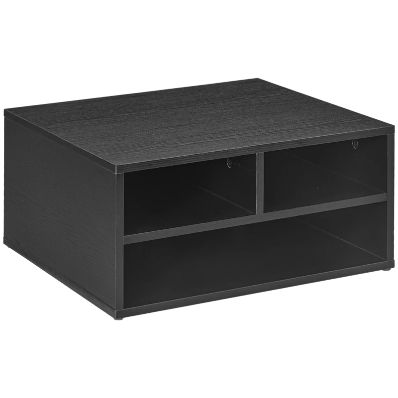 HOMCOM Mueble Impresora con 3 Compartimentos Estilo Moderno para Dormitorio Oficina Salón 47x40x22,5 cm Negro