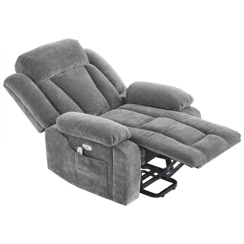 Electric Power Lift Recliner Chair with Massage and Heat, USB Ports and Storage Pocket, Easy Assembly and Support, 95L x 94W x 107H cm, Grey