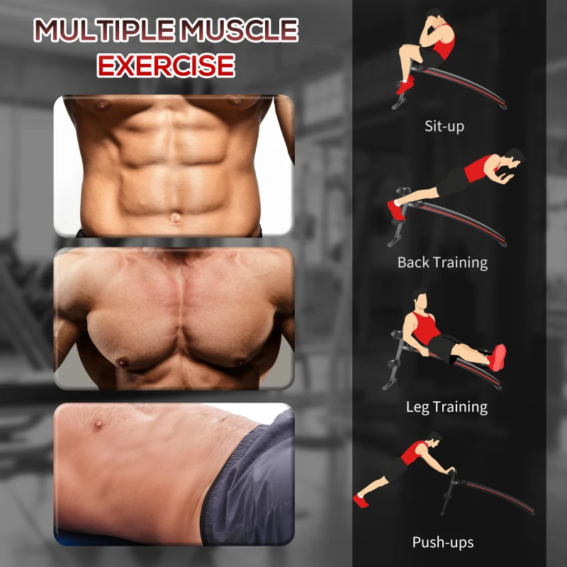 HOMCOM Sit Up Bench, Core Workout Bench with Adjustable Thigh Support, Foldable, For Home Gym Exercise