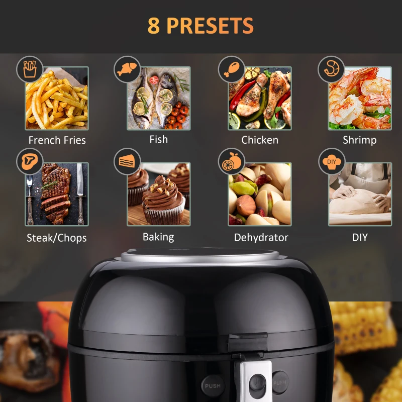 HOMCOM 7L 1500W Digital Air Fryer Oven with Roast, Broil, Bake, Dehydrate, Air Fry, 7 Preset Menus, Rapid Air Circulation, Timer and Non-stick Coating