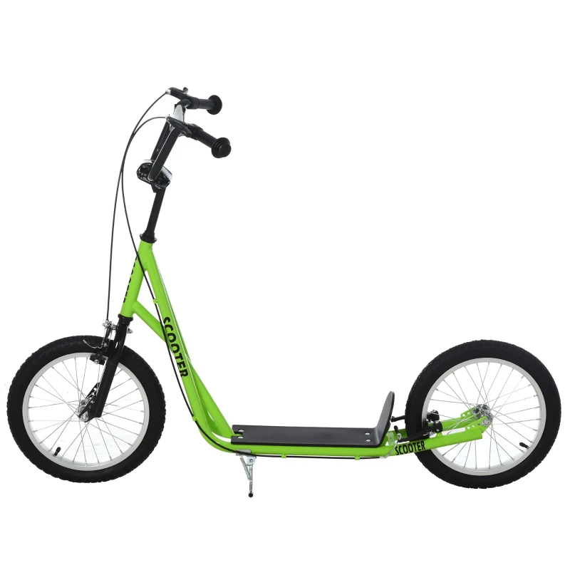 HOMCOM Trottinette patinette pour Enfants à partir de 5 Ans Grands pneus Guidon réglable poignée Frein et béquille Acier Vert
