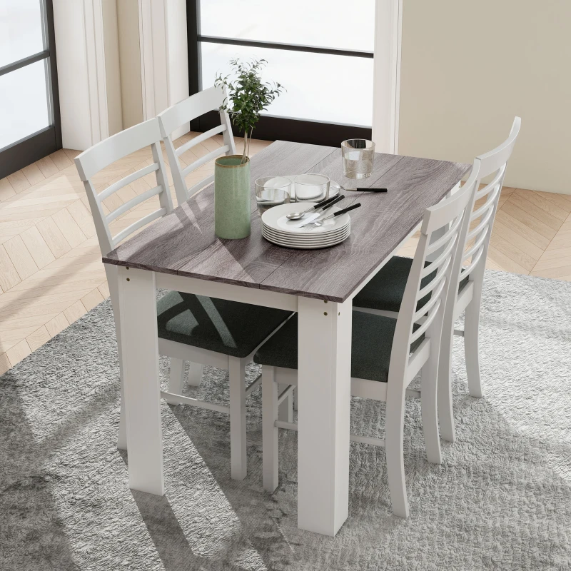 HOMCOM Tavolo da Pranzo Moderno in Legno per 4-6 Persone, 120x69x75cm, Grigio e Bianco