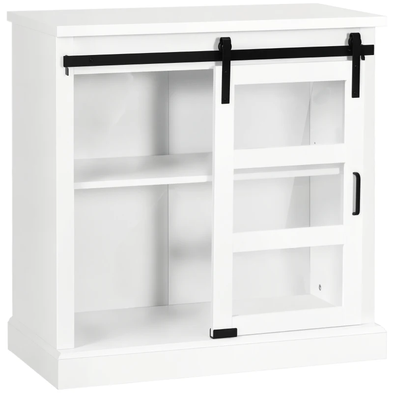 HOMCOM Buffetschrank, Sideboard, Schiebetür, Einlegeboden, weiß, 81 x 40 x 81,5 cm