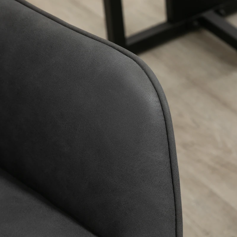 Vinsetto Leather-Feel Fabric Office Chair, Computer Desk Chair with Swivel Wheels, Grey