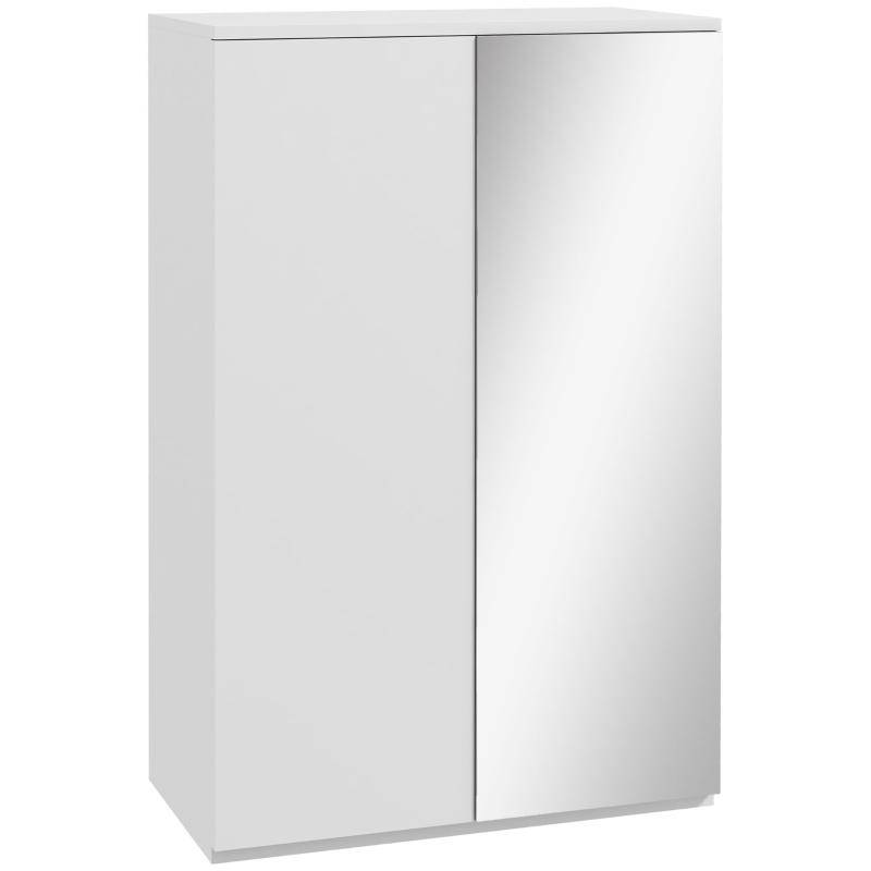 HOMCOM Mueble Zapatero con Espejo para 18 Pares de Zapatos con 5 Estantes Ajustables para Recibidor 60x32x95 cm Blanco