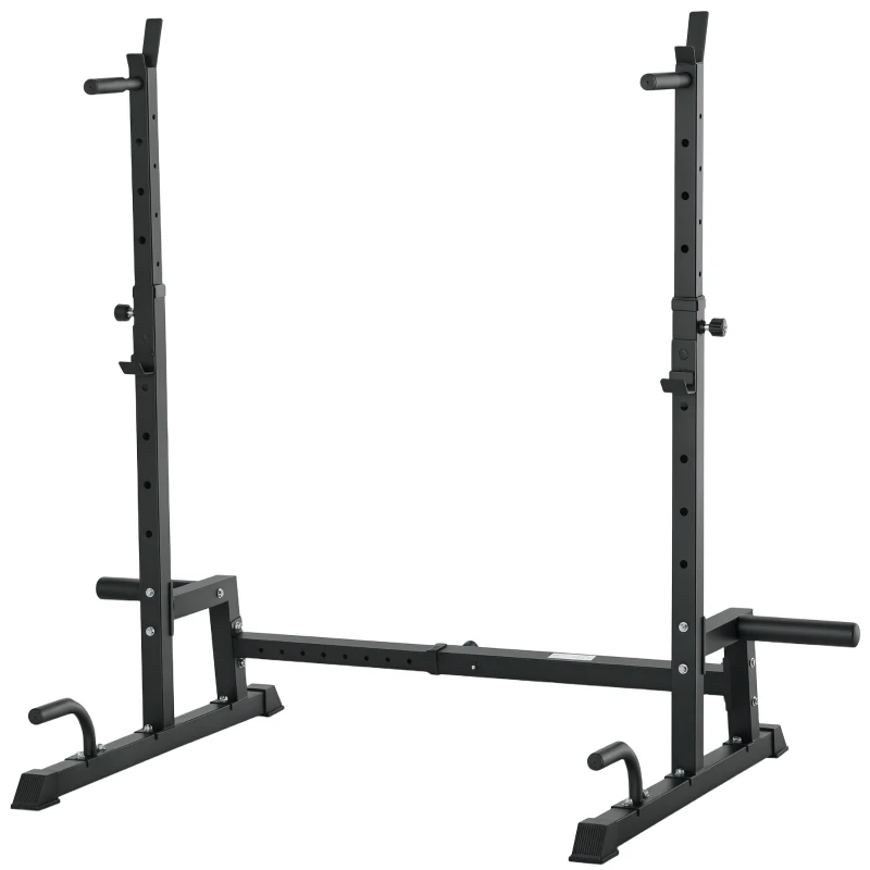 HOMCOM Hantelständer Multi-Funktions Langhantelablage Hantelablage höhenverstellbar Langhantel Krafttraining bis 150 kg belastbar Barbell Rack Stahl Schwarz
