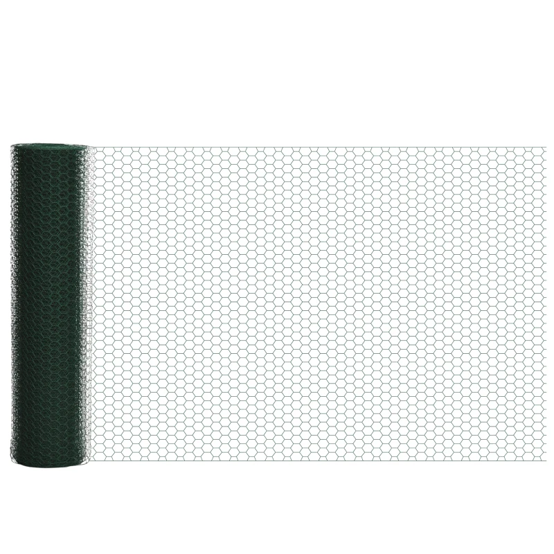 PawHut Grillage à poule rouleau - 25L x 1H m  - acier revêtement PVC vert