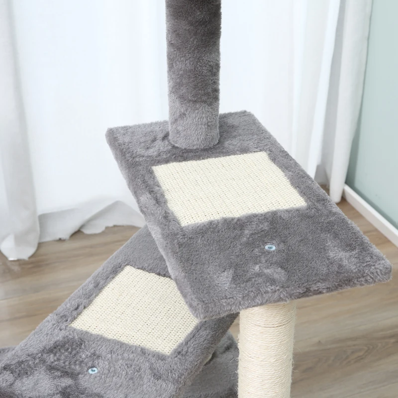 PawHut 100 cm Cat Tree for Indoor Cats Kitten Scratch Scratching Post Climbing Tower Grey