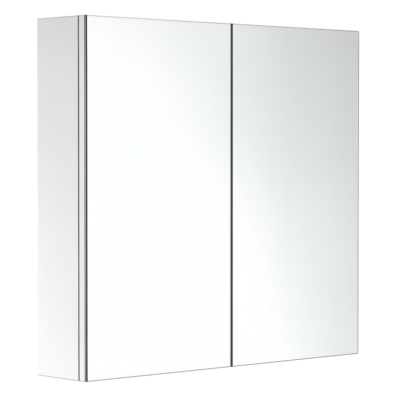 HOMCOM Bathroom Mirror Cabinet - Stainless Steel Wall Mounted Bathroom Storage Cabinet with Double Doors, 60x55cm