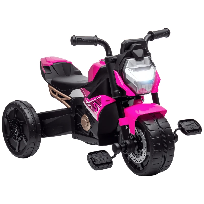 AIYAPLAY Triciclo per Bambini 18-36 Mesi 3 in 1 con Fari, Musica e Clacson, in PP e Acciaio, 75x43x47 cm, Rosa
