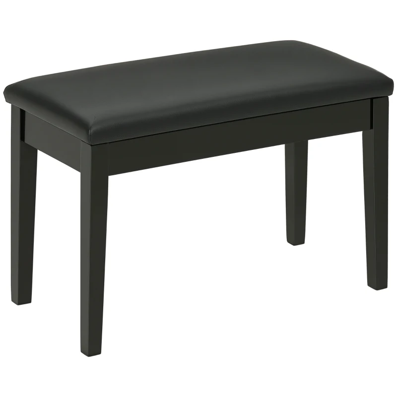 HOMCOM Bancă pentru Pian cu Spațiu de Depozitare, Bancă pentru Pian din Lemn și Piele Ecologică PU, 75x35x49 cm, Negru