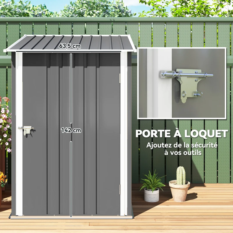 Outsunny Abri de Jardin 1m² - Remise pour Outils - cabanon Porte verrouillable - dim. 1L x 1,03l x 1,6H m - tôle d'acier ondulée