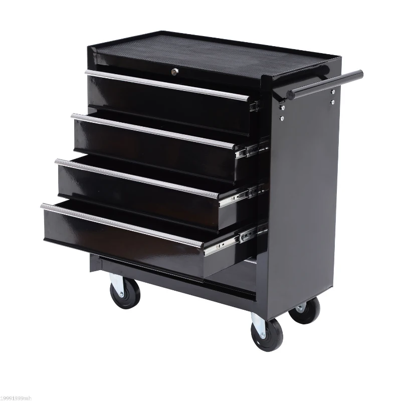 HOMCOM Cassettone per Utensili, Armadietto per Utensili, mobile, 5 cassetti, Acciaio, Nero