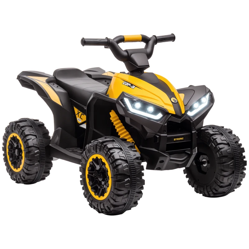 HOMCOM 12V Ride-On Quad Bike w/ Music, Horn, for Ages 3+ Years - Yellow