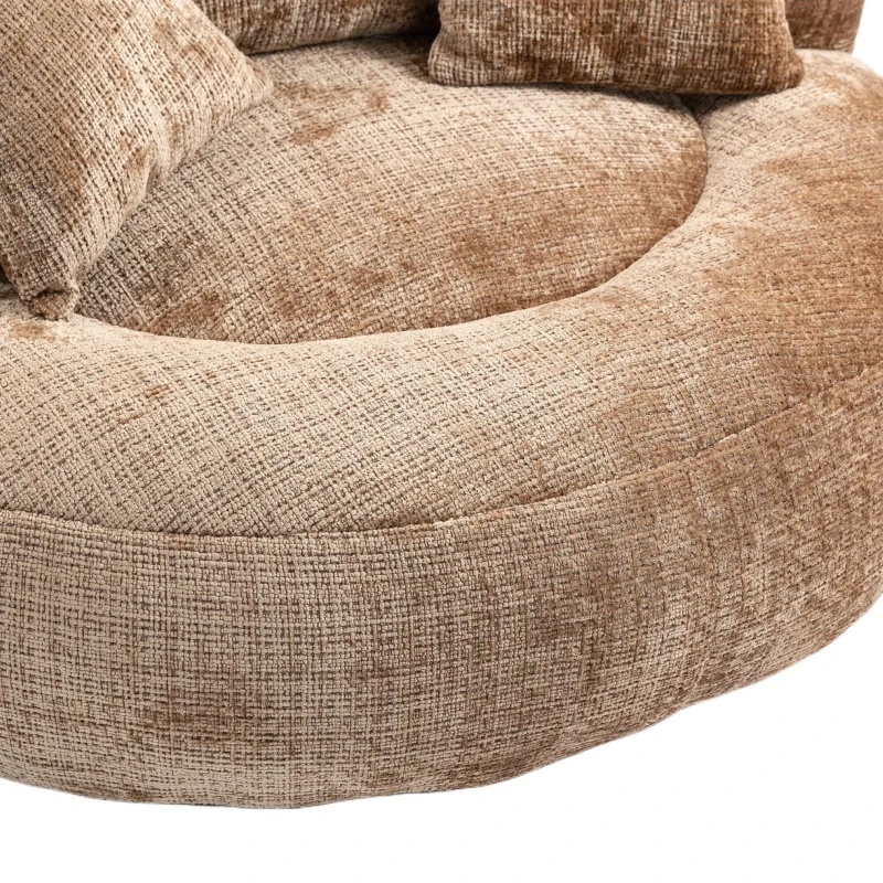 High Back Bean Bag Chair with Memory Foam Filling, High Back Design with Three Pillows, 108L x 108W x 52H cm, Brown
