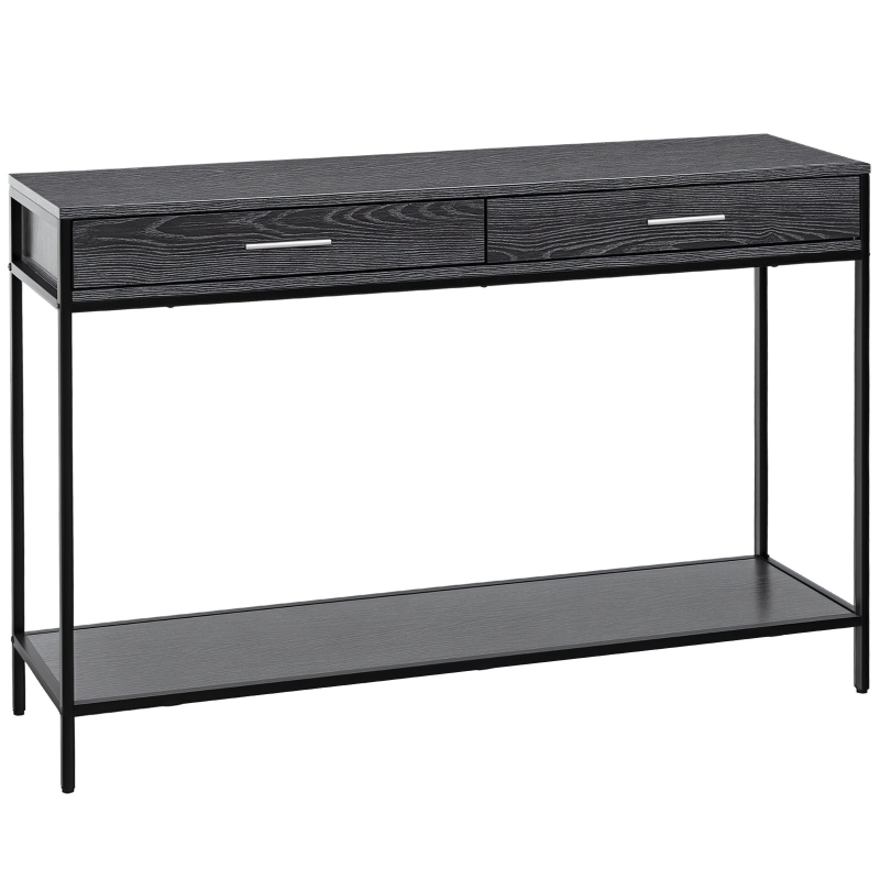 Table Console Métal Noire/Gris – Style Contemporain – 122 X 51 X 79 Cm (LxlxH)