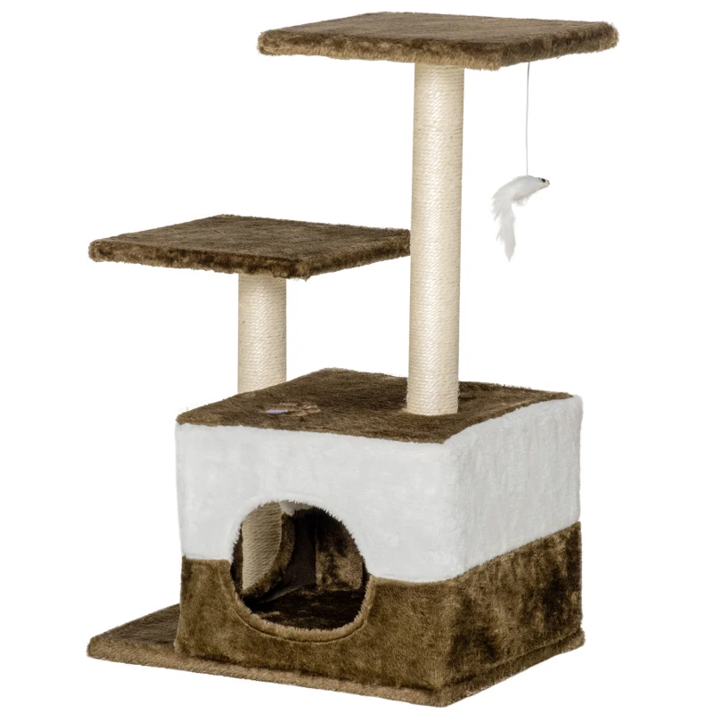 PawHut Indoor Cat Tree Tower Kitten House Scratching Posts Brown