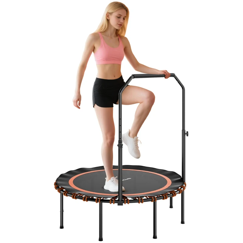 SPORTNOW Fitness-Trampolin met verstelbare handgreep, Sport-Trampolin voor binnen en buiten, Staal, Kunststof, Oranje