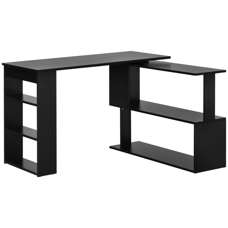 HOMCOM Escritorio en L con Estantería Mesa de Escritorio con Estantes para Oficina Estudio 120x110x74,5 cm Negro