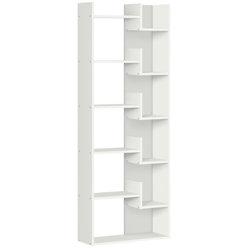 HOMCOM Modern Book Shelf with 11 Open Shelves, 6-Tier Bookcase, Freestanding Shelving Unit for Home Office and Study, White