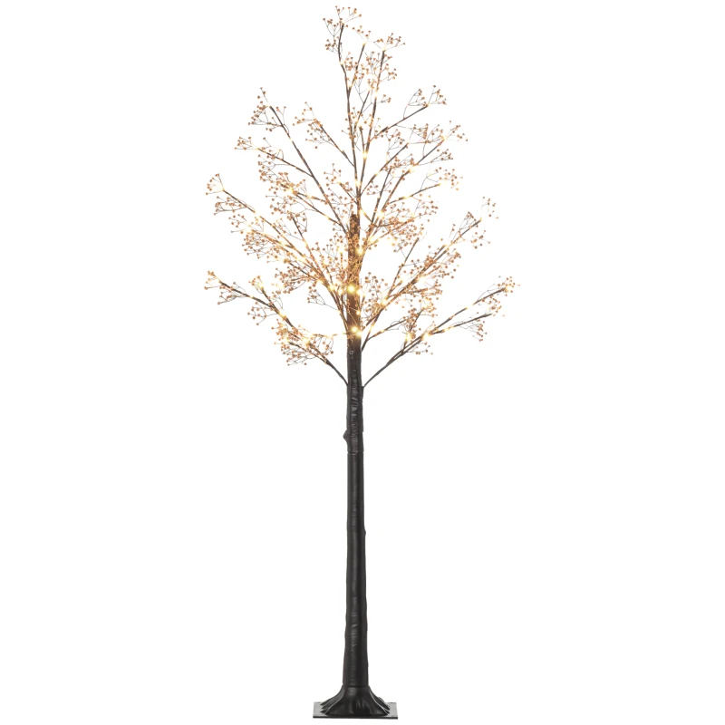 HOMCOM 6ft Artificial Gypsophila Blossom Tree Light with 96 Warm White LED Light, Baby Breath Flowers for Home Party Wedding, Indoor and Outdoor Use