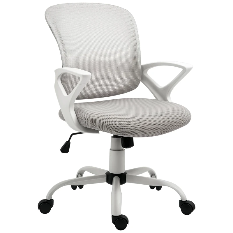 Vinsetto Office Chair Mesh Swivel Desk Chair with Lumbar Back Support Adjustable Height Armrests Grey