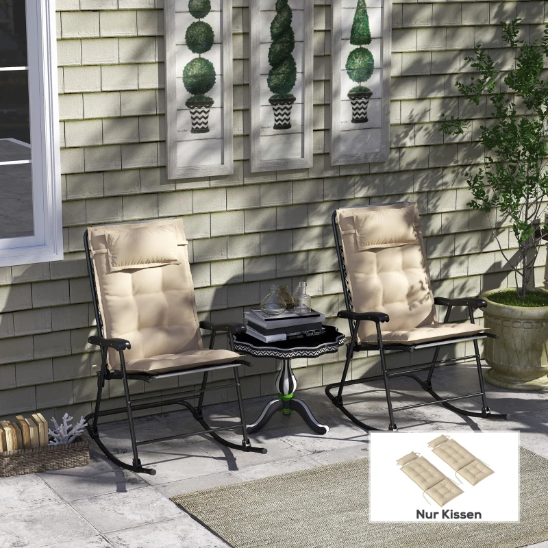 Outsunny 2er Set Auflage für Sonnenliege Wasserabweisend Liegenauflage für Gartenliege Polsterauflage 50x116x5 cm, Beige