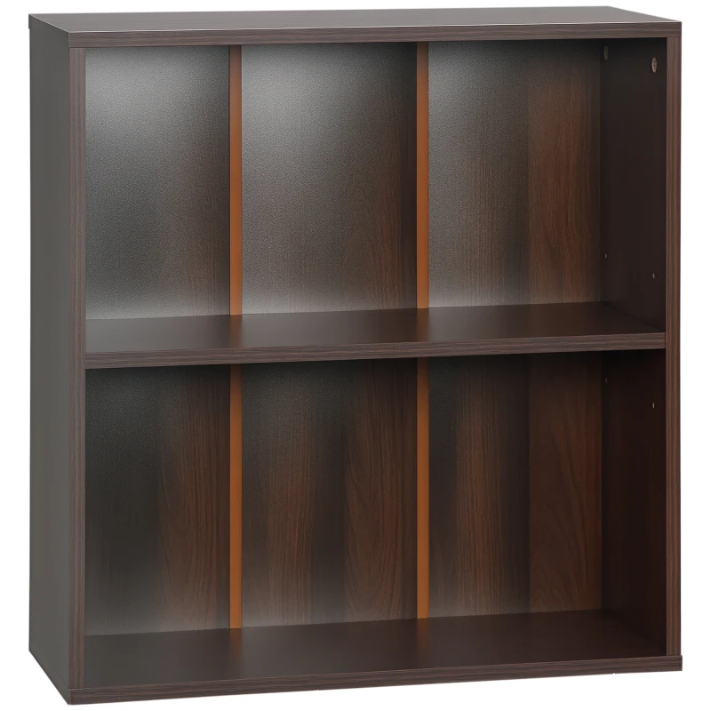 HOMCOM Libreria Mobiletto Armadietto 2 Ripiani Legno, Arredamento Moderno Casa e Ufficio, 60×24×63cm, Noce