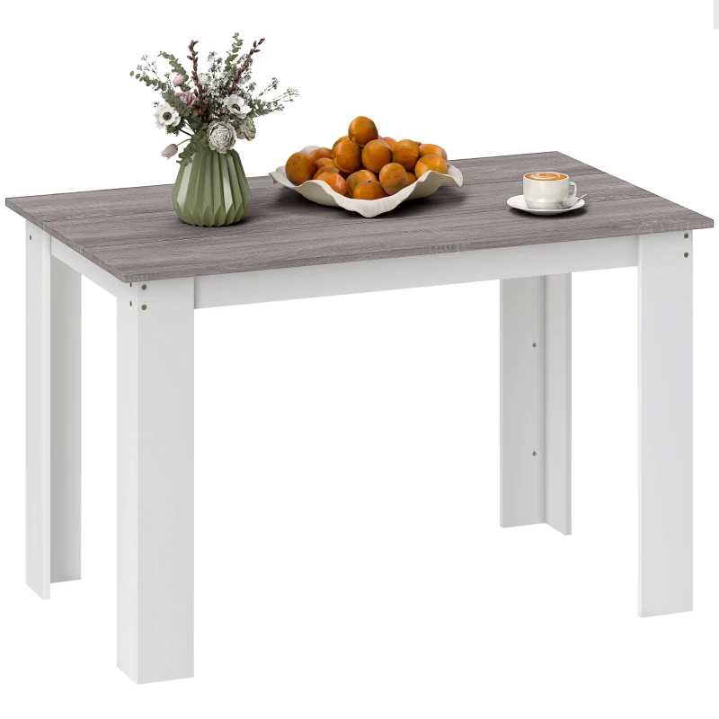 HOMCOM Tavolo da Pranzo Moderno in Legno per 4-6 Persone, 120x69x75cm, Grigio e Bianco
