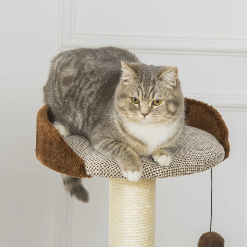 PawHut Cat Tree Tower Indoor Cats Climbing Activity Centre Kitten Furniture w/ Cat House, Bed, Scratching Post, Brown