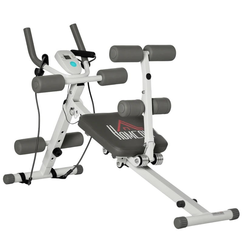 HOMCOM 2-IN-1 Core Abdominal Ab Trainer Sit Up Bench with LCD Screen, Adjustable Fitness Crunch Machine for Home GYM