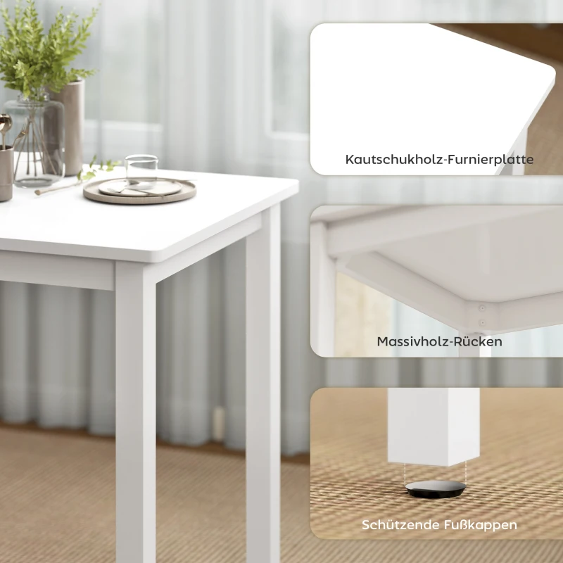 HOMCOM 3-delig Eettafelset met 2 Stoelen, Keukentafel voor compacte ruimtes, Geplofte stoelen, Ruimtebesparend, MDF, Wit(m-7)