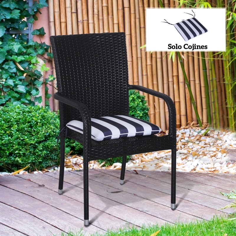 Outsunny Set de 6 Cojín para Silla de Comedor Acolchado Almohadillas de Asiento Desmontable y Lavable para Cocina Jardín 42x42x5cm