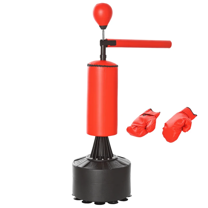 HOMCOM 155-205cm 3-IN-1 Freestanding Boxing Punch Bag Stand with Rotating Flexible Arm, Speed Ball, Waterable Base