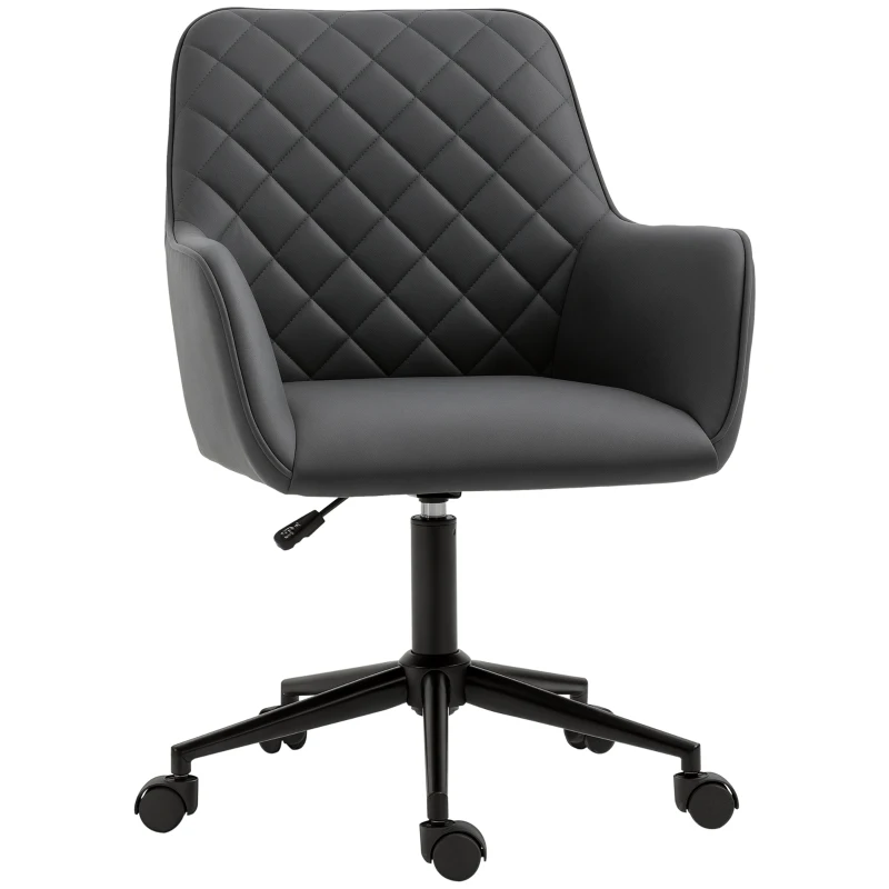 Vinsetto Leather-Feel Fabric Office Chair, Computer Desk Chair with Swivel Wheels, Grey