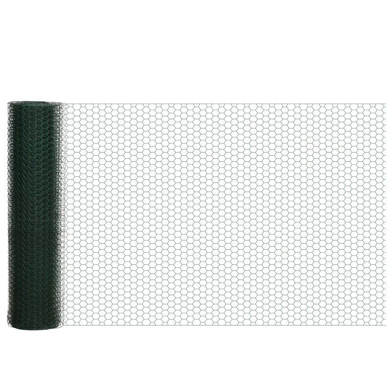 PawHut Grillage à poule rouleau - 25L x 1H m  - acier revêtement PVC vert