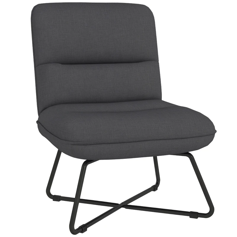 HOMCOM Poltrona Moderna con Base in Acciaio e Rivestimento in Tessuto, 61x68x83.5cm, Grigio Scuro