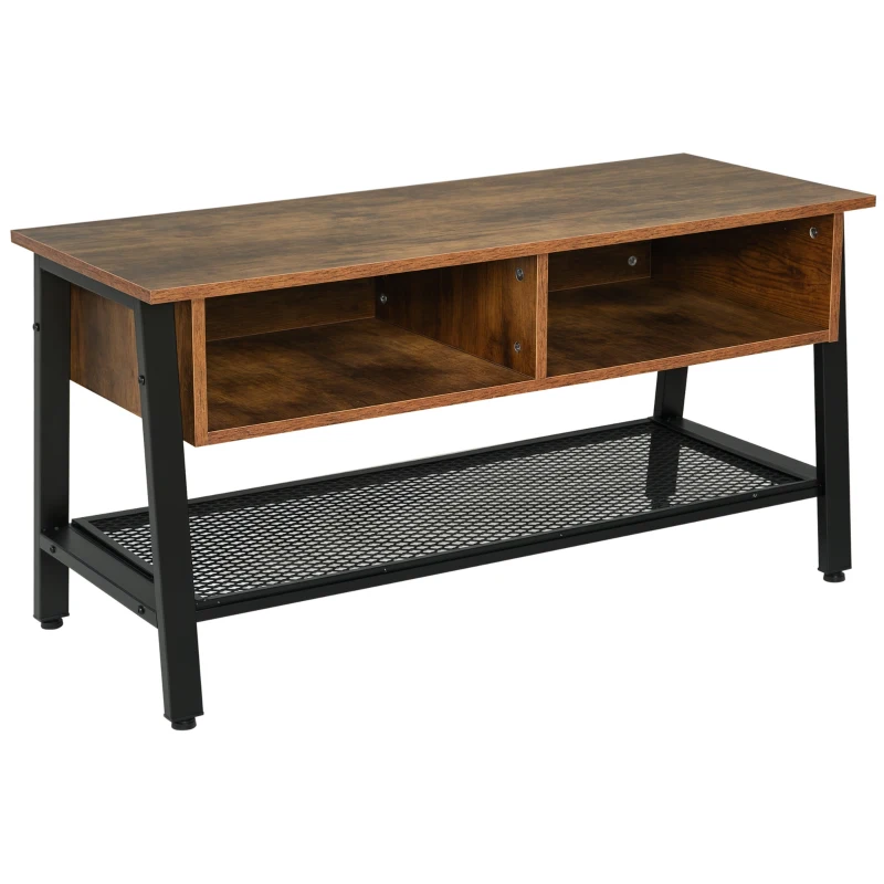 HOMCOM TV Stand for TVs up to 45 Inches, Industrial TV Table with Open Shelves for Living Room, 50.5 x 100 x 40 cm, Brown