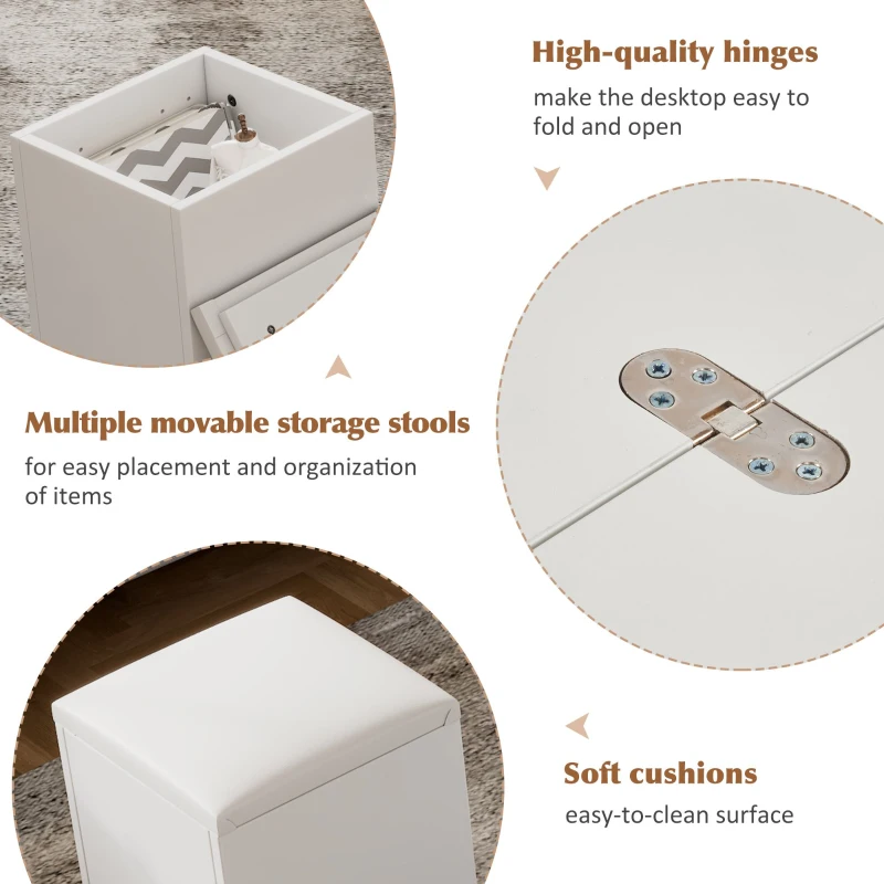 Lift-Up Coffee Table with Hydraulic Mechanism, Hidden Storage and Adjustable Height, 100L x 50W x 48H cm, White
