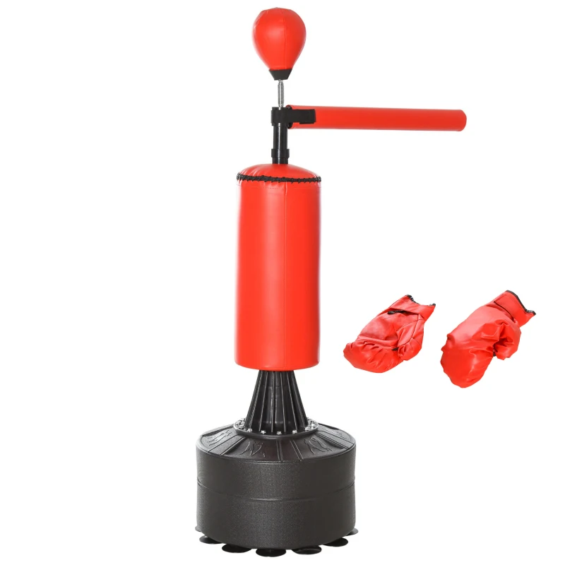 HOMCOM 155-205cm 3-IN-1 Freestanding Boxing Punch Bag Stand with Rotating Flexible Arm, Speed Ball, Waterable Base