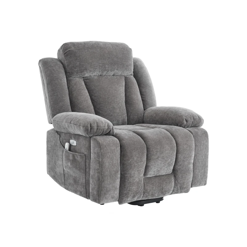 Electric Power Lift Recliner Chair with Massage and Heat, USB Ports and Storage Pocket, Easy Assembly and Support, 95L x 94W x 107H cm, Grey