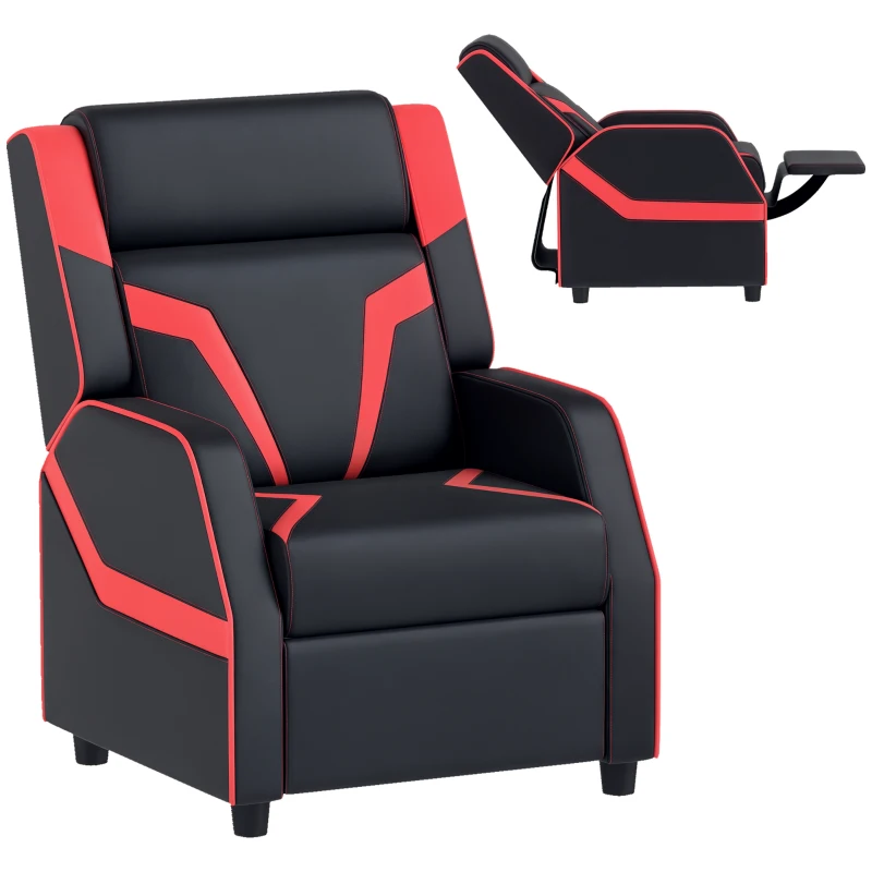 AIYAPLAY 2 in 1 Kids Chair Recliner with Backrest, Armrest, Footrest, PU Leather, for 3-9 Years Old, Black