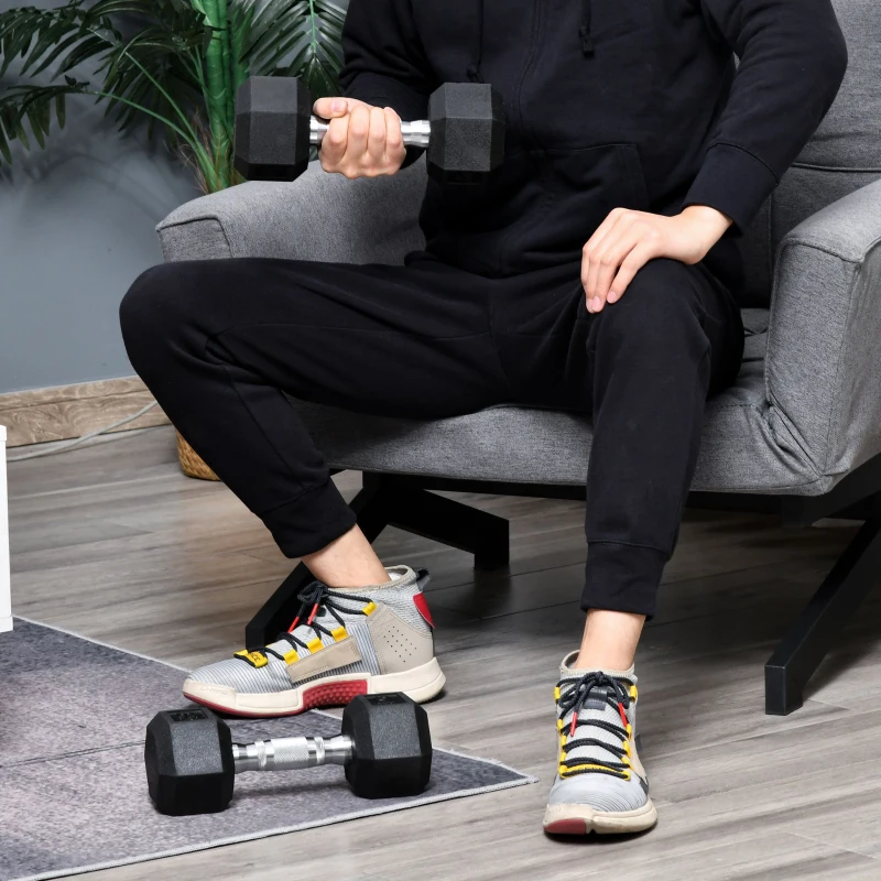 HOMCOM hexagon dumbbells set van 2 gietijzeren dumbbells handvat gekartelde dumbbell set dumbbell set gewichten metaal rubber zwart 2 x 6 KG(m-10)